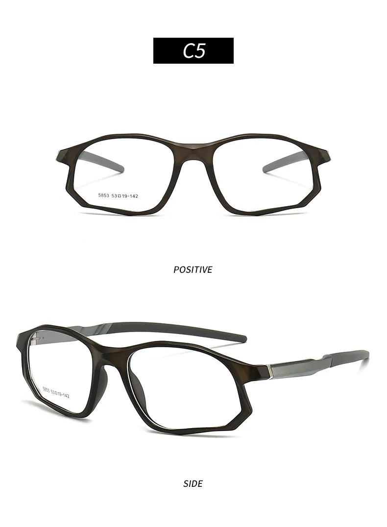 YIMARUILI New Fashion Sports Glasses Men and Women TR90 Spring Leg Design Big Face Optical Prescription Eyeglasses frame 5853