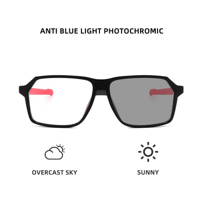 Men Sports Glasses Square Blue Light Myopia Prescription Eyeglasses Reading TR90 Trendy Photochromic Lens Mtb Bicycle Eyewear +1