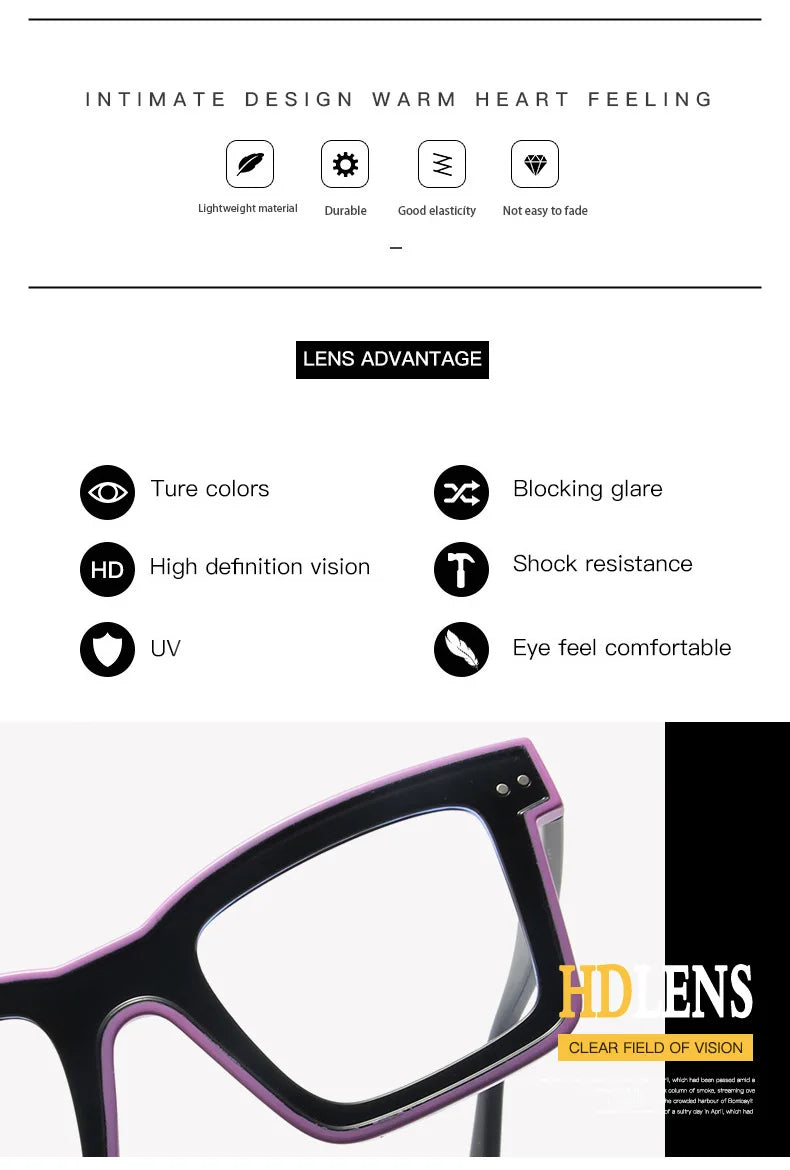 Retro Square Anti Blue Light Optical Glasses Frames Men Fashion Computer Prescription Eyeglasses Women TR90 Reading Glasses +2.5