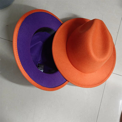 Sombreros Fedora Hat Dual Color Classic Jazz Hat Soft Fedora Hat Classic Men's and Women's Blue Jazz sombreros