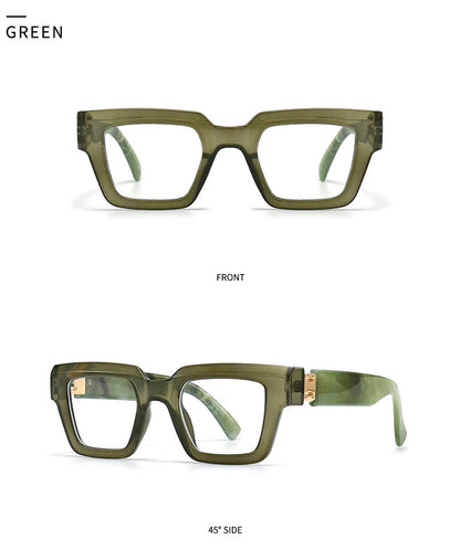 New Green Oversized Square Reading Glasses Men Women Personality Optical Eyeglasses Anti Blue Light Computer Presbyopic Glasses