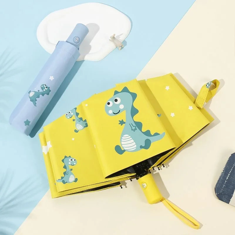 Automatic umbrella Cute dinosaur automatic children umbrella Sunshade Thickening and Durable Travel folding automatic umbrella