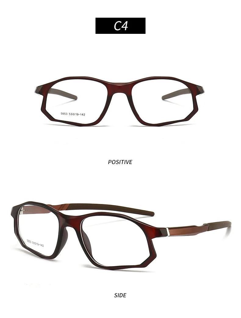 YIMARUILI New Fashion Sports Glasses Men and Women TR90 Spring Leg Design Big Face Optical Prescription Eyeglasses frame 5853