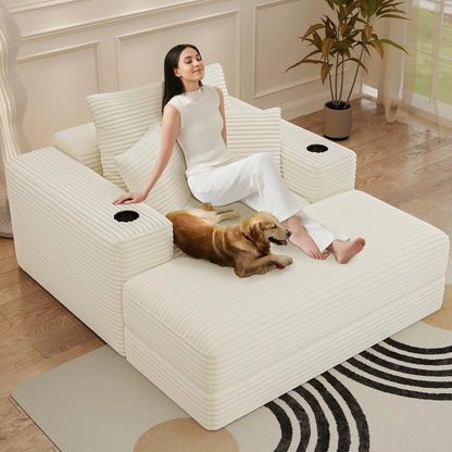 52" Boneless Chaise Lounge Chair Indoor — Oversized Cloud-Like Cozy Comfy Modular 3-in-1 Sofa Bed for Reading,, Customized