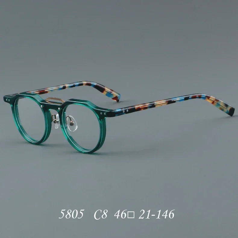 KSVEREN Vintage Acetate Frame Reading Glasses Men Women Fashion Round Rivet Optical Glasses Transparent Prescription Spectacles