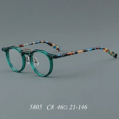 KSVEREN Vintage Acetate Frame Reading Glasses Men Women Fashion Round Rivet Optical Glasses Transparent Prescription Spectacles