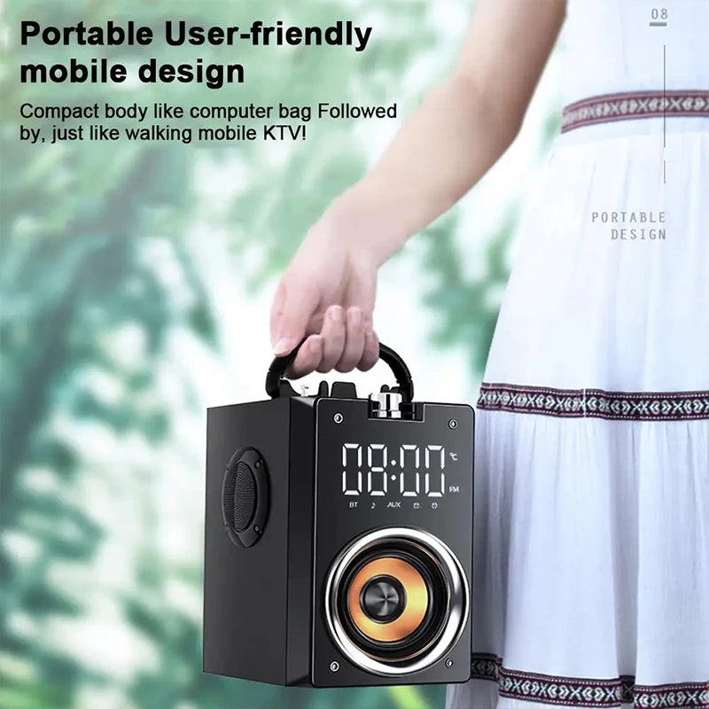 Wooden Super Bass Wireless Bluetooth Speakers Portable High Power Stereo Subwoofer Music Center Support TF FM Radio HIFI BoomBox