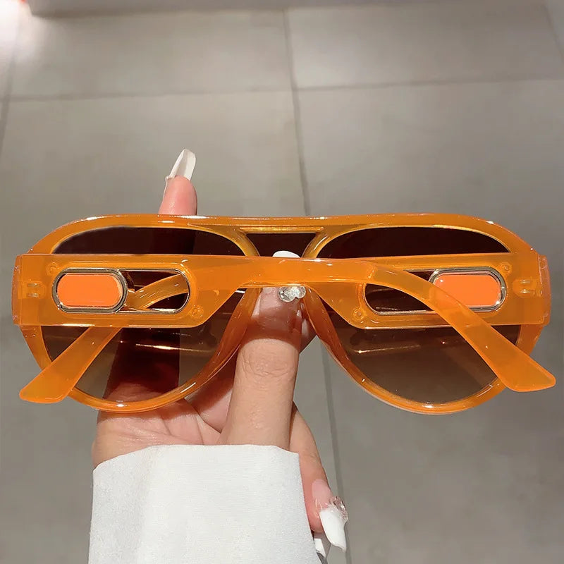 QVQV Trendy Oversized One Piece Sunglasses Women Summer Fashion Thick Frame Pilot Sun Glasses Luxury Brand Outdoor Y2K Shades