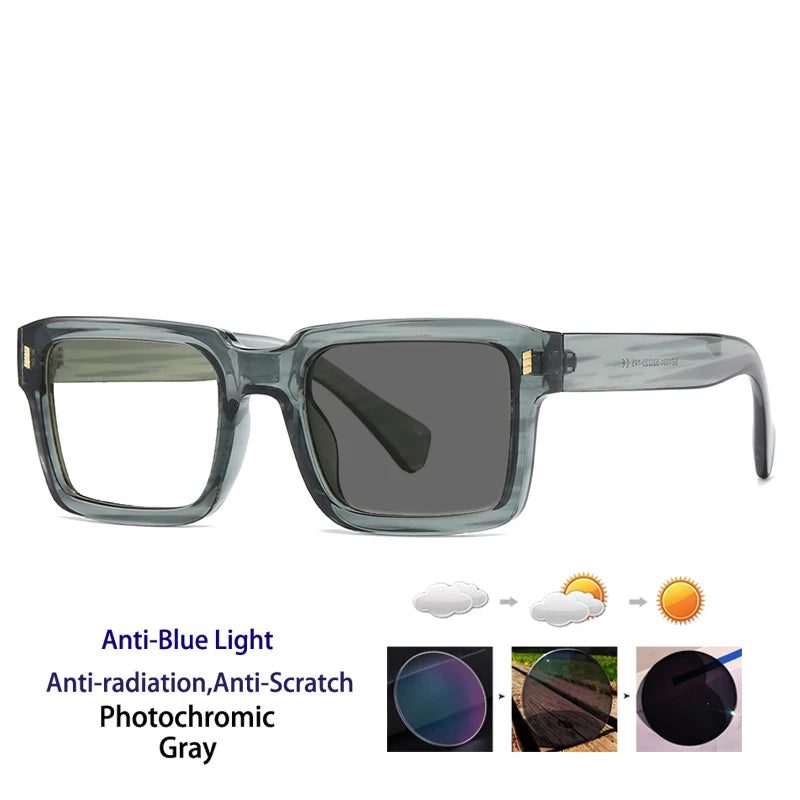 KOCOLIOR New Brand Design Square Board Anti Blue Light Reading Glasses for Men and Women Retro Glasses with Diopter 0 to+6.0