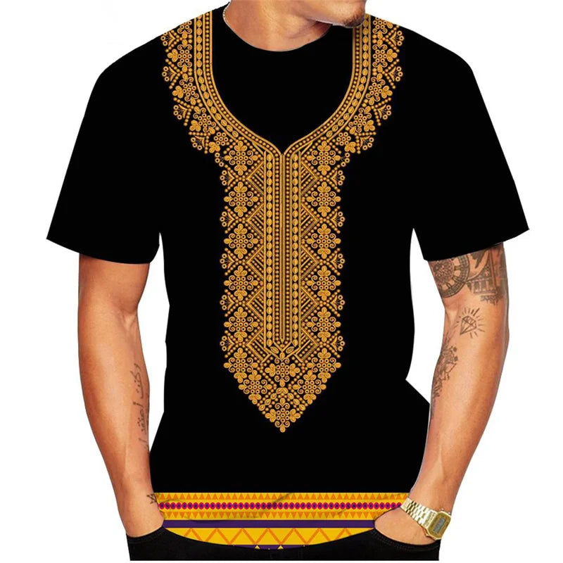 Africa Dashiki Pattern T Shirt For Men African Ethnic 3D Printed Tees Summer Casual O-Neck Tops Unisex T-Shirts Short Sleeves