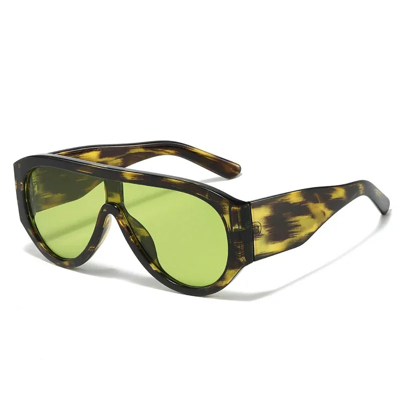 JNPCXI Fashion Oversized Pilot Women Sunglasses Retro One Piece Red Green Shades UV400 Men Gradient Sun Glasses