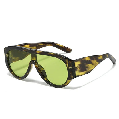 JNPCXI Fashion Oversized Pilot Women Sunglasses Retro One Piece Red Green Shades UV400 Men Gradient Sun Glasses