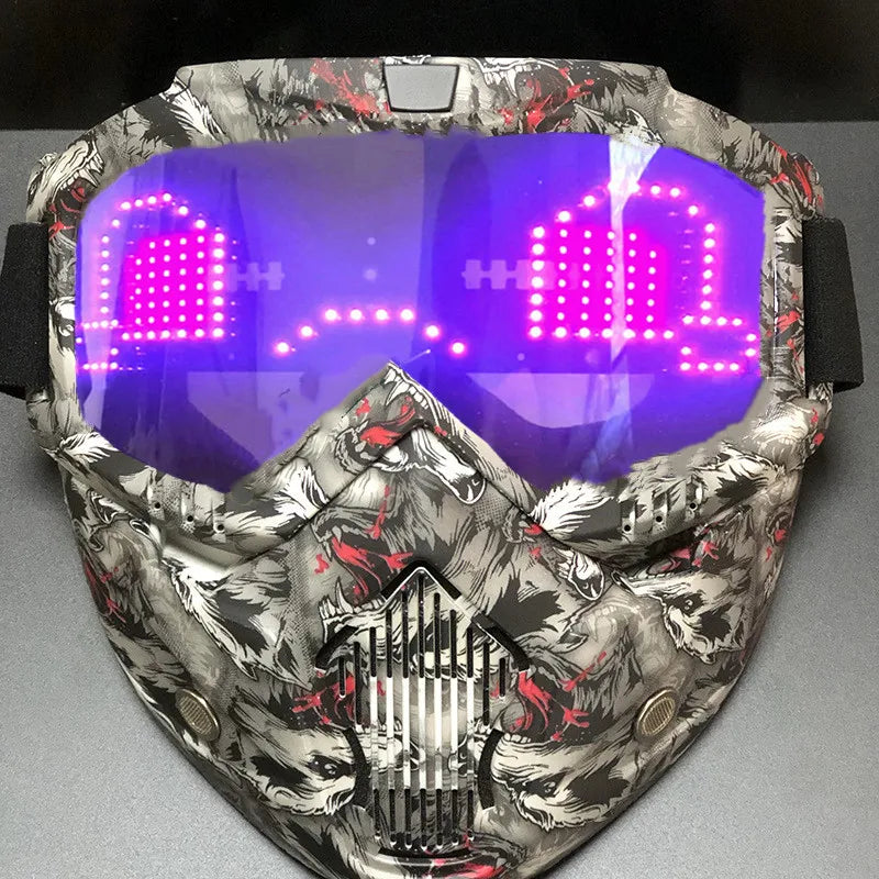 Color Bluetooth LED Display Light Up Mask Programmable Party Carnival LED Ski Goggles DIY Goggles Glasses Boy Gift Toy