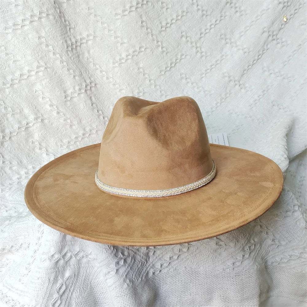 Colorful Suede Wide Brim Felt Fedoras Women's Hat Men's Church Jazz Hat Denim Hat Panama шляпа женская летняя 2024