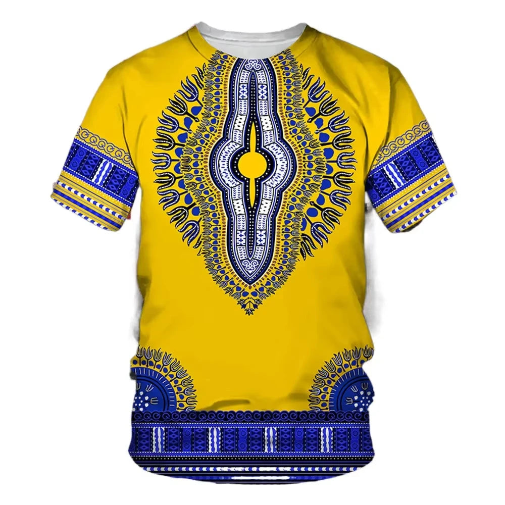 Summer New Men's African Ethnic Style Pattern 3D Print T-shirt Short Sleeve Tees Casual Harajuku Sports Oversized Unisex Tops