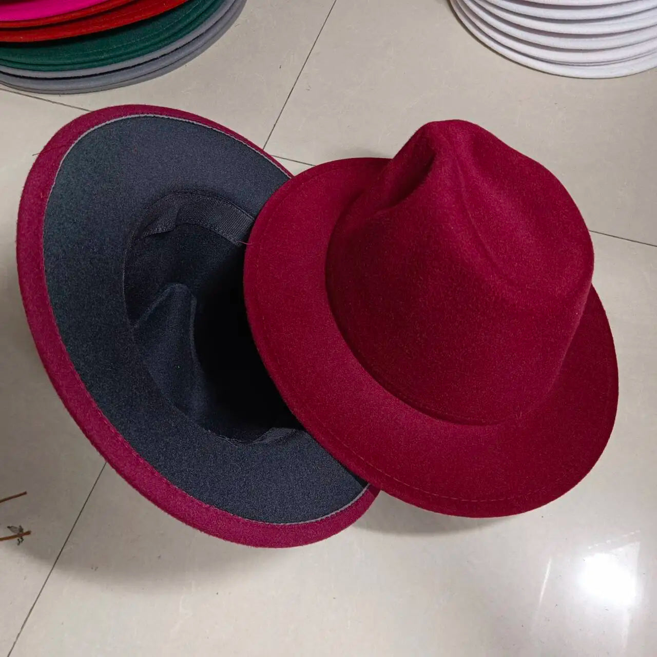 Sombreros Fedora Hat Dual Color Classic Jazz Hat Soft Fedora Hat Classic Men's and Women's Blue Jazz sombreros