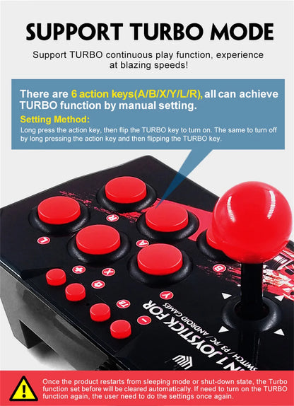 GAMINJA 4-in 1Game Joystick With 3M USB Cable TURBO Games Console Rocker Arcade Station For Nintendo Switch Android TV PS3 PC