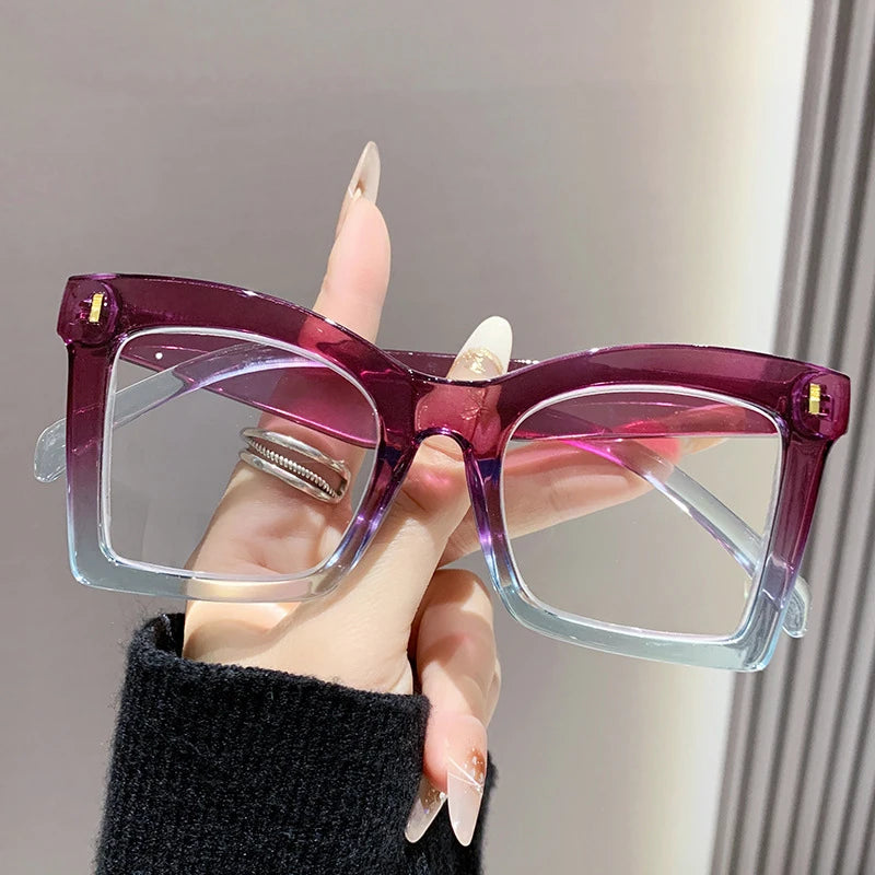 Retro Oversized Square Prescription Eyewear 2025 New Trendy Reading Glasses for Men Women Luxury HD Lens Presbyopia Spectacles