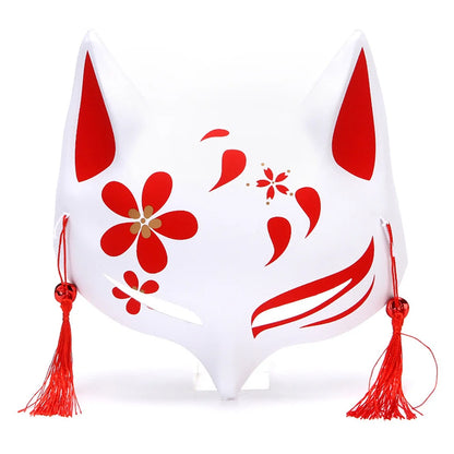 Fashion Anime Fox Mask Hand-painted Mask With Tassels Bell Halloween Masquerade Party Festival Cosplay Photo Prop Cute Gift