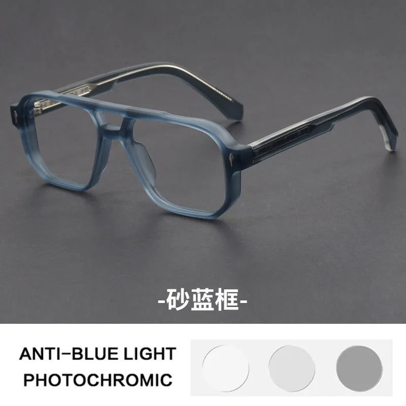 Double Bridges Anti Blue Light Reading Glasses Men Retro Women Square Glasses Frame Fashion Men Myopia Eyewear Fake Eyelasses -2