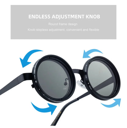 ND2-400 9 Level Adjustable Dimming Polarized Sunglasses Men Women Fishing Punk Round Glasses Driving Eyeglasses ND Filter