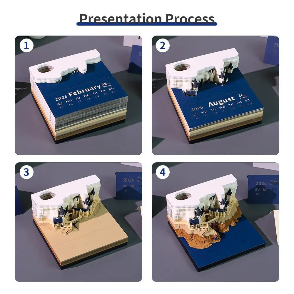 2026 Treehouse 3D Desktop Calendar Sticky Notes Creative Crafts Souvenirs Paper Carvings Memo Pad New Year Gifts Office Ornament