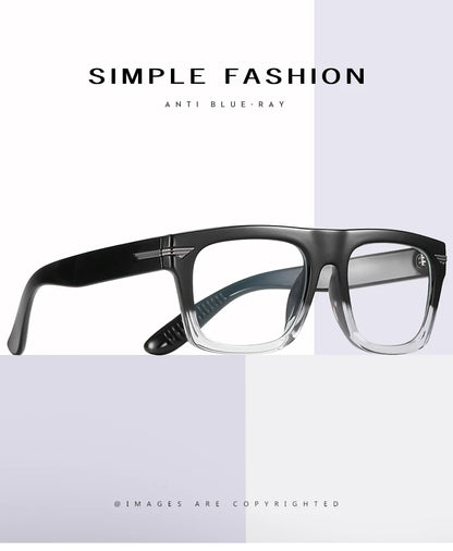 AUECMOI Vintage Men Square Glasses TR90 Frame Myopia Customizable Prescription Anti Blue Ray Optical Photochromic Eyeglasses