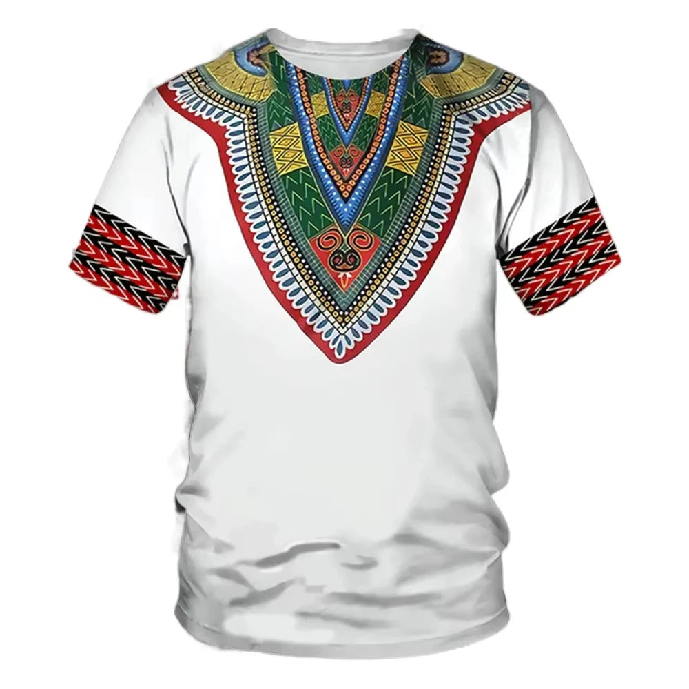 Summer New Men's African Ethnic Style Pattern 3D Print T-shirt Short Sleeve Tees Casual Harajuku Sports Oversized Unisex Tops