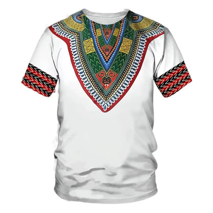 Summer New Men's African Ethnic Style Pattern 3D Print T-shirt Short Sleeve Tees Casual Harajuku Sports Oversized Unisex Tops