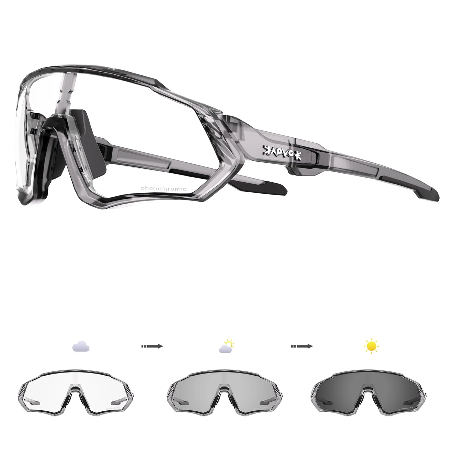 Kapvoe New Outdoor Photochromic Cycling Sunglasses Men Women Road Mountain Bike Bicycle Cycling Glasses Sport Running Eyewear