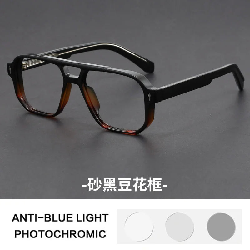 Double Bridges Anti Blue Light Reading Glasses Men Retro Women Square Glasses Frame Fashion Men Myopia Eyewear Fake Eyelasses -2