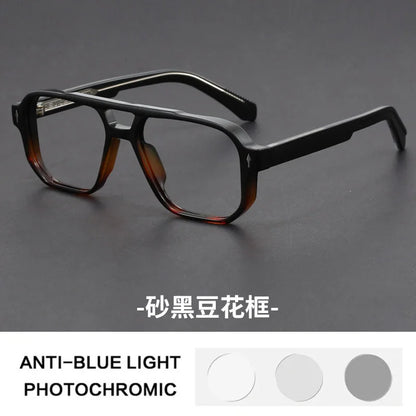 Double Bridges Anti Blue Light Reading Glasses Men Retro Women Square Glasses Frame Fashion Men Myopia Eyewear Fake Eyelasses -2