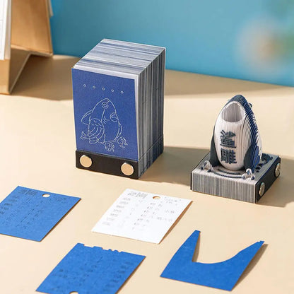 2026 Year Calendar Creative 3D Paper Notes Notepad Gift Carving Bunny Bear Calendar Paper House Shark Art Cute Sculpture C9O7