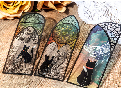 6 pcs/set Cute black cat daily series Bookmark PVC Matte Reading Book mark Retro Book Page Marker Stationery Supplies