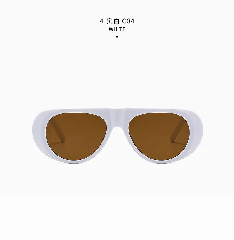 Vintage Big Frame Ellipse Women Square Sunglasses Brand Black Round Cool Men Sunglasses One Piece Designer Pilot Sun Glasses
