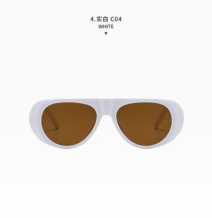 Vintage Big Frame Ellipse Women Square Sunglasses Brand Black Round Cool Men Sunglasses One Piece Designer Pilot Sun Glasses