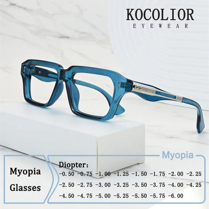 New Brand Design Square Alloy Frame Myopia Glasses Prescription Photochromic Anti Blue Light Women Shortsight Eyewear 0 to -6.00