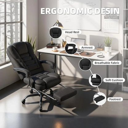 Office Chair, Big and Tall Fabric Gaming Chair with Footrest, Executive Comfortable Computer Desk Chairs, 360°, Customized
