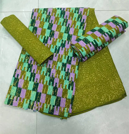 KENTE 4+2YARD 2024 Latest Design 6 Yards/lot African Fabric Gold Powder Ankara 100% Cotton Farbic For Sewing Wax Print Fabric
