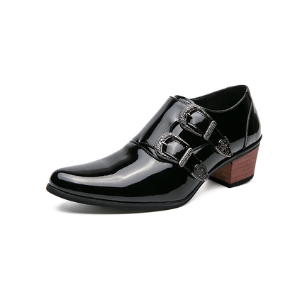 Classic Fashion Brown Pattern Men's Dress Shoes Big Size 46 Leather Pointed Shoes for Men Height-increasing High heel Shoes Men