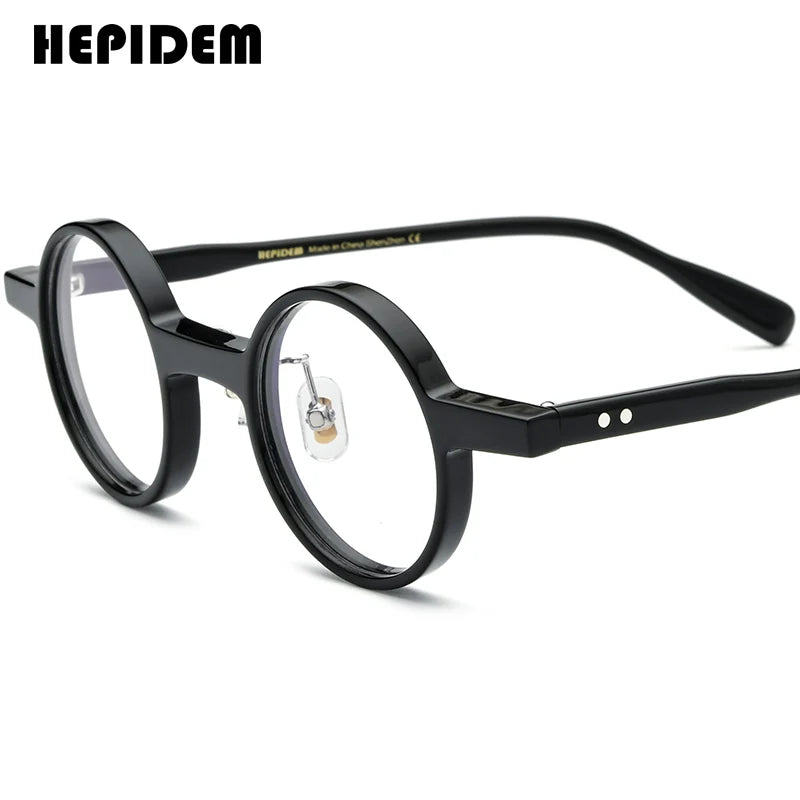 FONEX HEPIDEM Acetate Eyeglasses Frame Men 2025 New Small Round Brand Design Glasses Women Retro Vintage Eyewear Spectacles 9341