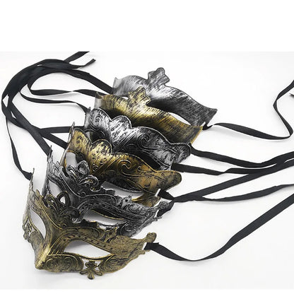 1pc Amazing Mask Antique Gold and Silver Jazz Flat Head Mask Ball Party Gathering Men and Women Cosplay Half Mask Decoration