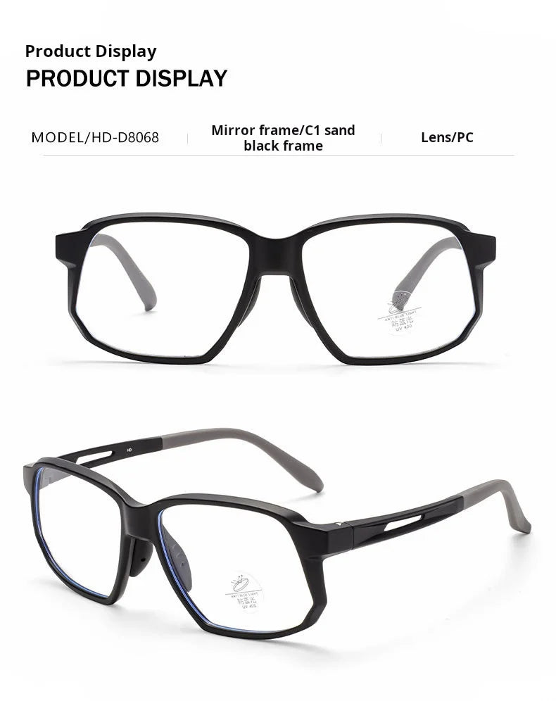 YIMARUILI New TR90 Men's Sports Cycling Glasses Ultra-light Fashion Big Size Optical Prescription Eyeglasses Frame Women HD-8068