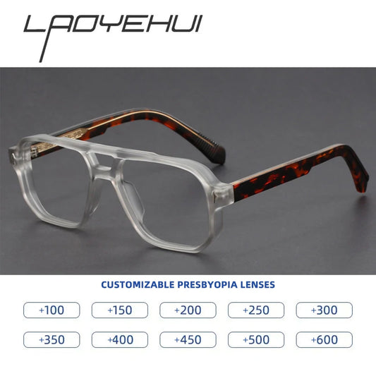 Luxury Brand Design Reading Glasses for Men Fashion Square Presbyopic Eyeglass Dioptric +1.00~+6.00 Customize Prescription