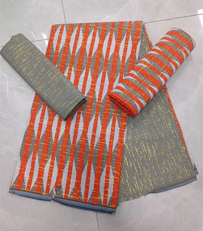 KENTE 4+2YARD 2024 Latest Design 6 Yards/lot African Fabric Gold Powder Ankara 100% Cotton Farbic For Sewing Wax Print Fabric