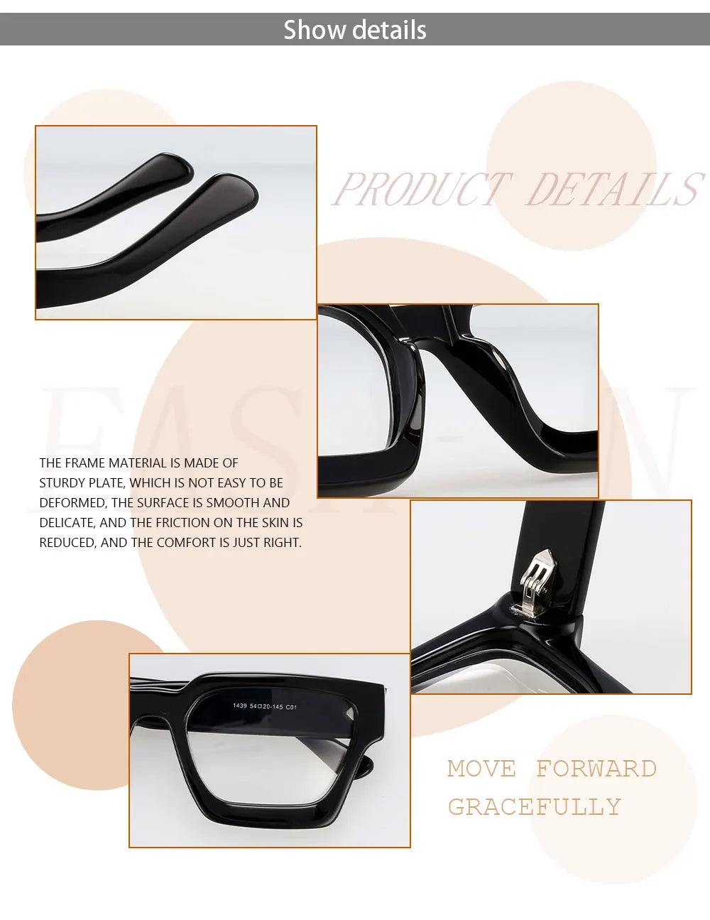 54290 High Quality Acetate Optics Glasses Frame Retro Square Eyewear Designer Luxury Prescription Glasses Frames Optical Eyewear