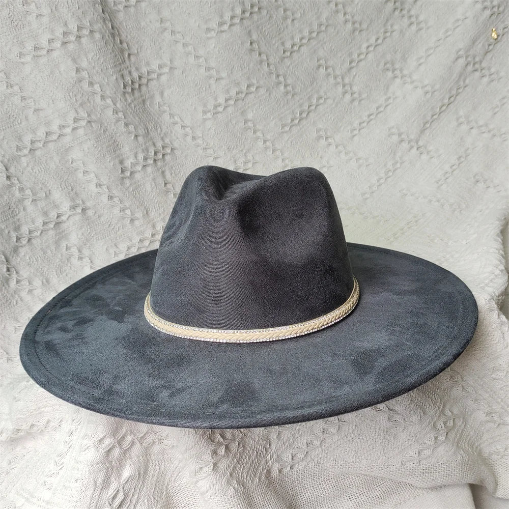 Colorful Suede Wide Brim Felt Fedoras Women's Hat Men's Church Jazz Hat Denim Hat Panama шляпа женская летняя 2024