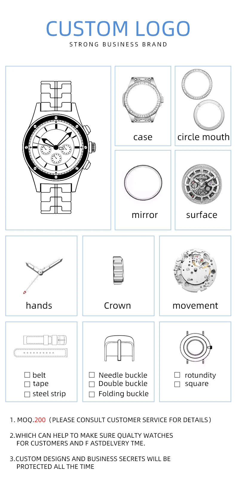 HANBORO supercar series men's fully automatic mechanical watch with wheels running and dial personalized watch