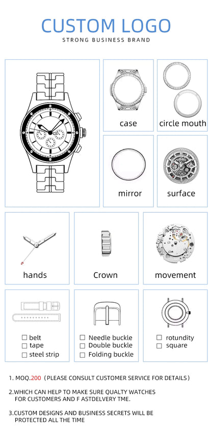 HANBORO supercar series men's fully automatic mechanical watch with wheels running and dial personalized watch