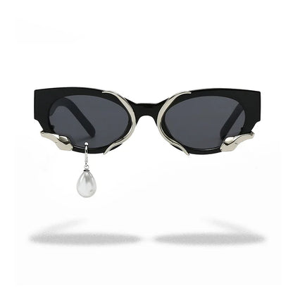 Pearl Diamond  DIY Tear Sunglasses for Women Small Frame Cat Eye Fashion Forward Mermaid Tear Aviator Eyewear